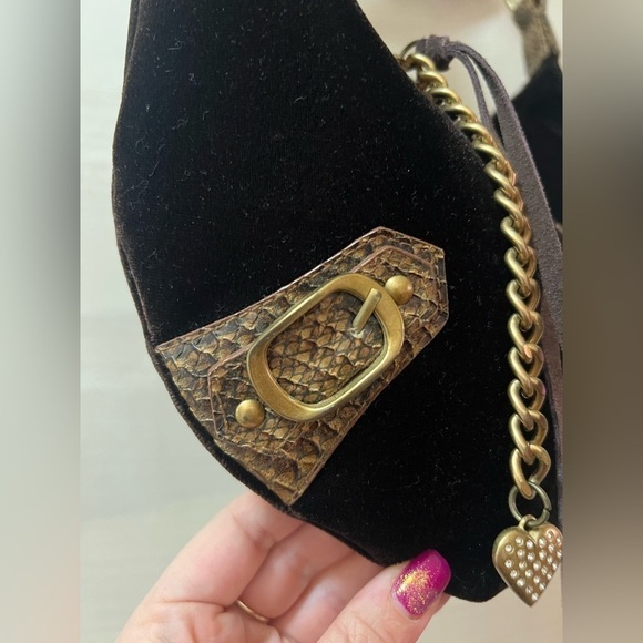 ⚫️ BOGO Oxox brown snakeskin velvet hobo bag with locket accent shoulder bag - Picture 5 of 7